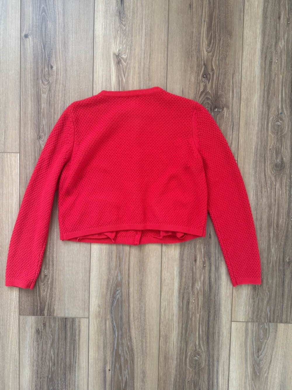 a new day Red Knit Crewneck Cardigan with Gold Button - Picture 3 of 3